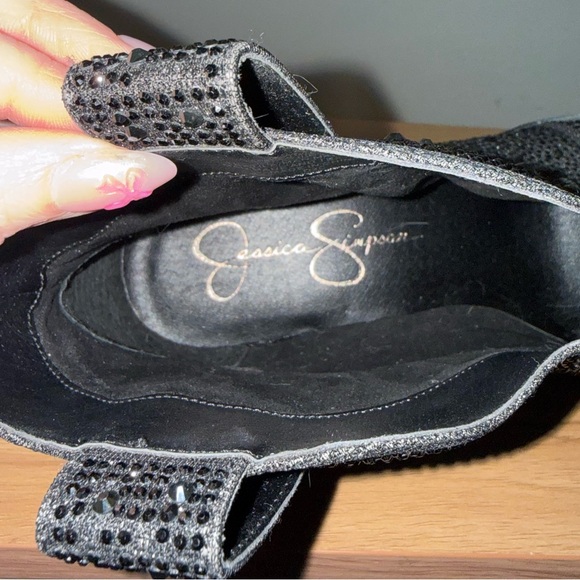 Jessica‎ Simpson New Black Bling Rhinestone Western Ankle Booties Size 9 - Picture 8 of 8